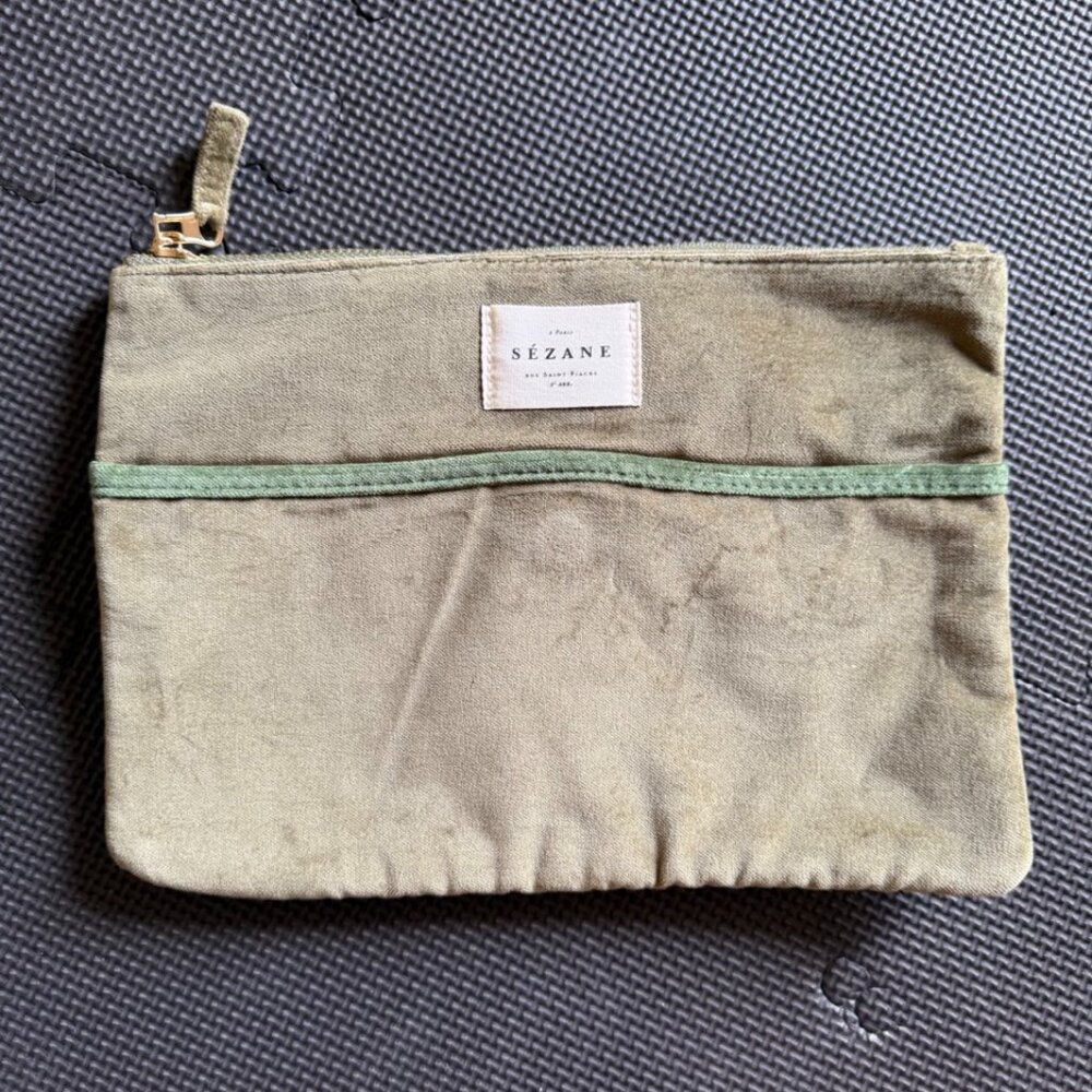 Sezane - Olive Green Felt Pouch - Brand New